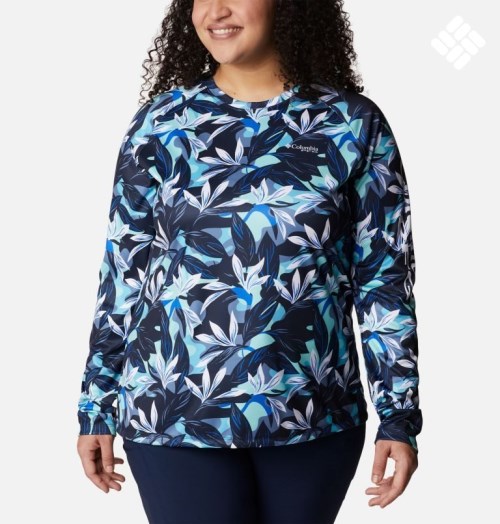 Women's Columbia PFG Super Tidal Tee II Long Sleeve Sweatshirts Flower | Plus Size CA-HLA3C